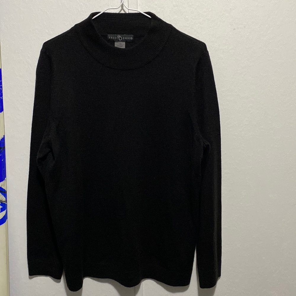 Fred David Knit Crew Neck Sweater Black Sweater Women’s Size Large